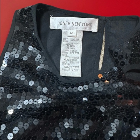 Elegant Sexy Black Sequin Size 14 Jones New York top Sissy Drag CD TV XL - Picture 5 of 5